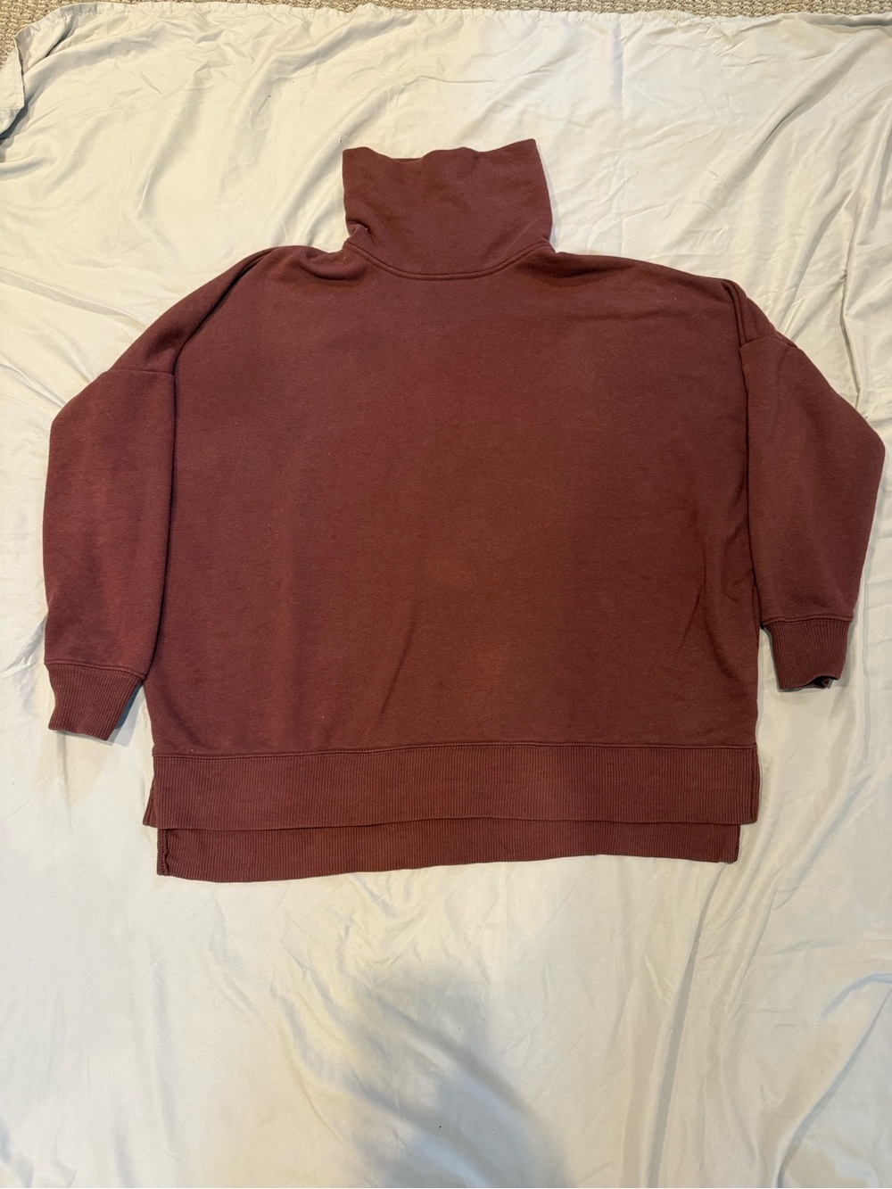 Aerie Oversized Funnel Neck Sweatshirt Maroon Size M